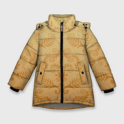 Куртка зимняя для девочки Золотые паттерны, цвет: 3D-светло-серый