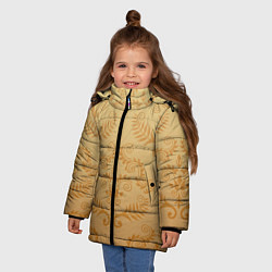 Куртка зимняя для девочки Золотые паттерны, цвет: 3D-светло-серый — фото 2
