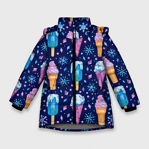 Зимняя куртка для девочки Новогоднее мороженое / 3D-Светло-серый – фото 1