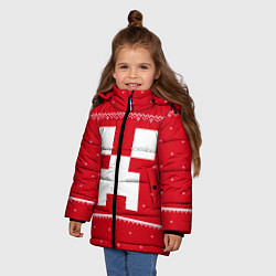 Куртка зимняя для девочки Новогодний крипер - Майнкрафт, цвет: 3D-светло-серый — фото 2
