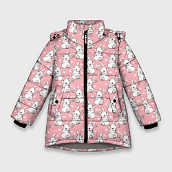 Куртка зимняя для девочки Зайчики паттерн, цвет: 3D-светло-серый