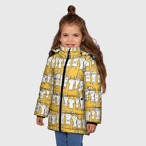 Зимняя куртка для девочки Милое семейство кроликов / 3D-Светло-серый – фото 3