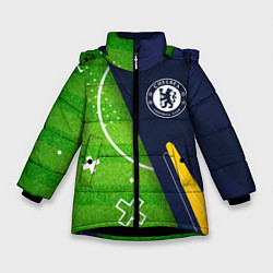 Куртка зимняя для девочки Chelsea football field, цвет: 3D-черный