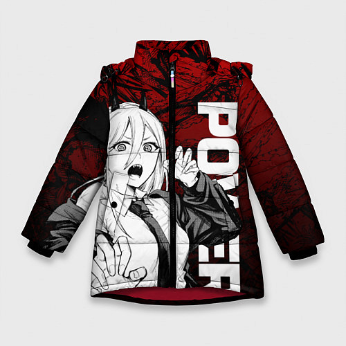 Зимняя куртка для девочки Пауэр : Человек-бензопила / 3D-Красный – фото 1