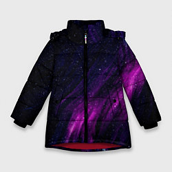 Куртка зимняя для девочки Абстрактные блёстки и звёзды, цвет: 3D-красный