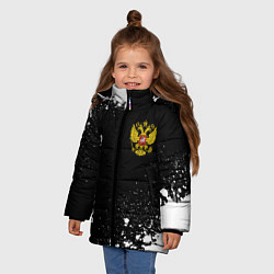 Куртка зимняя для девочки Воспитатель из России и герб РФ: надпись, символ, цвет: 3D-черный — фото 2