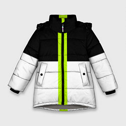 Куртка зимняя для девочки Геометрия Инь-Янь, цвет: 3D-светло-серый