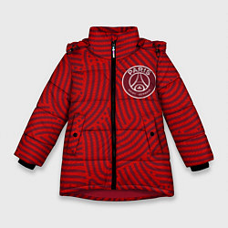 Куртка зимняя для девочки PSG отпечатки, цвет: 3D-красный