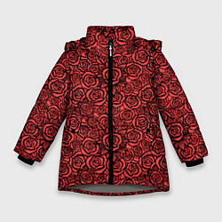 Куртка зимняя для девочки Готические розы ретро, цвет: 3D-светло-серый