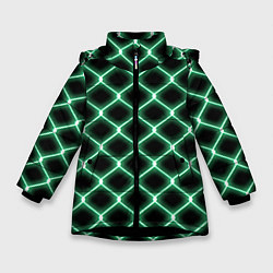 Куртка зимняя для девочки Зелёная неоновая сетка, цвет: 3D-черный