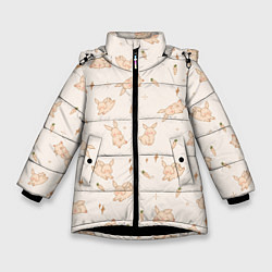 Куртка зимняя для девочки Милый кролик паттерн, цвет: 3D-черный