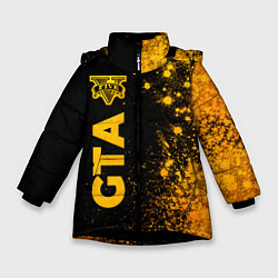 Куртка зимняя для девочки GTA - gold gradient: по-вертикали, цвет: 3D-черный