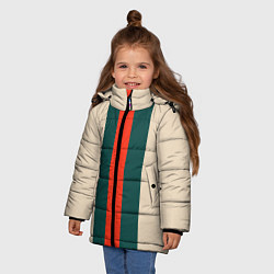 Куртка зимняя для девочки Полосы триколор красный зеленый, цвет: 3D-светло-серый — фото 2