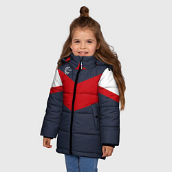 Куртка зимняя для девочки FIRM темно-синий с красной полосой, цвет: 3D-красный — фото 2