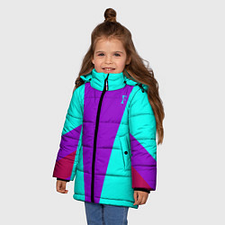 Куртка зимняя для девочки FIRM ярко-бирюзовая, цвет: 3D-светло-серый — фото 2
