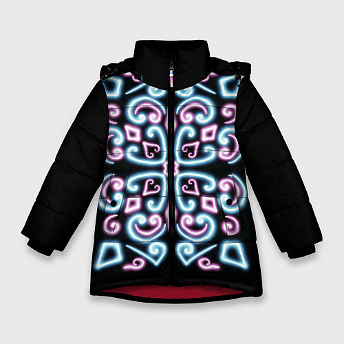 Зимняя куртка для девочки Неоновый узор / 3D-Красный – фото 1