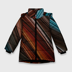 Куртка зимняя для девочки Разноцветные геометрические линии, цвет: 3D-черный