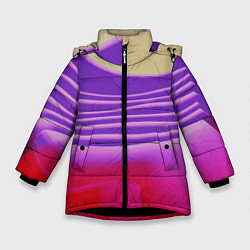 Куртка зимняя для девочки Волнообразные листы разных цветов, цвет: 3D-черный