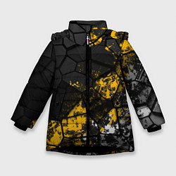 Куртка зимняя для девочки Имперская геометрия, цвет: 3D-черный