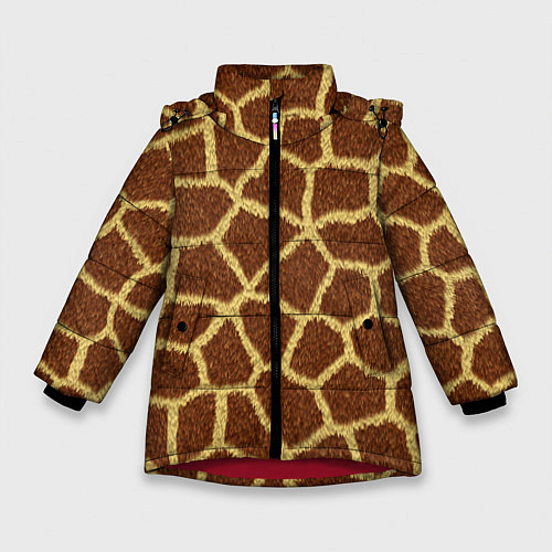 Зимняя куртка для девочки Текстура жирафа / 3D-Красный – фото 1