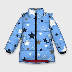 Зимняя куртка для девочки Звёзды на голубом фоне