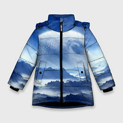 Куртка зимняя для девочки Mountains - fantasy planet, цвет: 3D-черный
