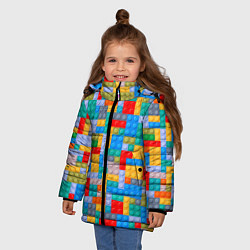 Куртка зимняя для девочки Детский конструктор - текстура, цвет: 3D-черный — фото 2