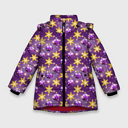 Куртка зимняя для девочки Ёлочные игрушки, цвет: 3D-красный