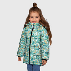 Куртка зимняя для девочки Узор этнический гранж, цвет: 3D-черный — фото 2