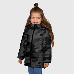 Куртка зимняя для девочки Черный ночной камуфляж, цвет: 3D-черный — фото 2