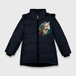 Куртка зимняя для девочки Повелительница зверей и дочь волчицы, цвет: 3D-черный