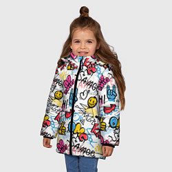 Куртка зимняя для девочки Прикольные надписи, цвет: 3D-красный — фото 2