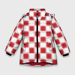 Куртка зимняя для девочки Красно-белый узор, цвет: 3D-красный