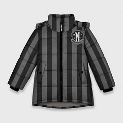 Куртка зимняя для девочки Форма Уэнсдей Аддамс Nevermore academy, цвет: 3D-светло-серый