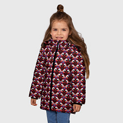 Куртка зимняя для девочки Геометрический скандинавский зимний узор, цвет: 3D-черный — фото 2