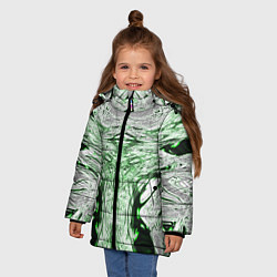 Куртка зимняя для девочки Зеленый узор, цвет: 3D-светло-серый — фото 2