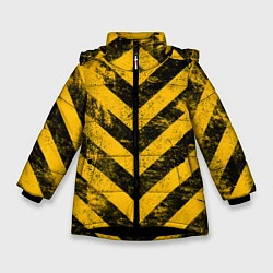 Куртка зимняя для девочки WARNING - желто-черные полосы, цвет: 3D-черный