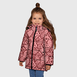 Куртка зимняя для девочки Сердечный принт, цвет: 3D-красный — фото 2