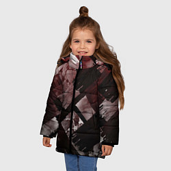 Куртка зимняя для девочки Красные и чёрные полосы, цвет: 3D-черный — фото 2