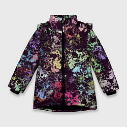 Куртка зимняя для девочки Яркие краски, цвет: 3D-черный