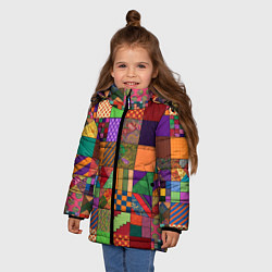 Куртка зимняя для девочки Разноцветные лоскуты от нейросети, цвет: 3D-светло-серый — фото 2