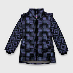 Куртка зимняя для девочки Паттерн из синих линий, цвет: 3D-светло-серый