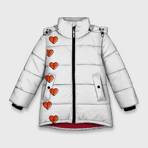 Зимняя куртка для девочки Дорожка разбитых сердец - светлый / 3D-Красный – фото 1