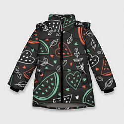 Куртка зимняя для девочки Любовь в арбузах, цвет: 3D-светло-серый