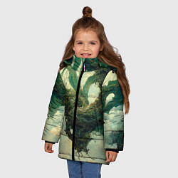 Куртка зимняя для девочки Рисунок нейросети, цвет: 3D-светло-серый — фото 2