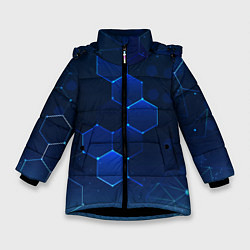 Куртка зимняя для девочки Абстрактная сетка, цвет: 3D-черный