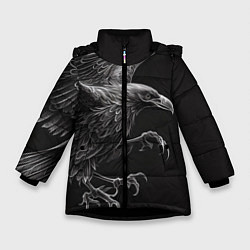Зимняя куртка для девочки Черно-белый ворон