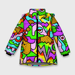 Куртка зимняя для девочки Psychedelic acid, цвет: 3D-светло-серый