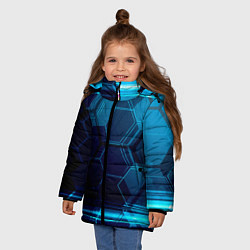 Куртка зимняя для девочки Зеркальная нано абстракция, цвет: 3D-светло-серый — фото 2