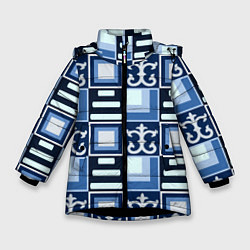 Куртка зимняя для девочки Геометрический паттерн, цвет: 3D-черный